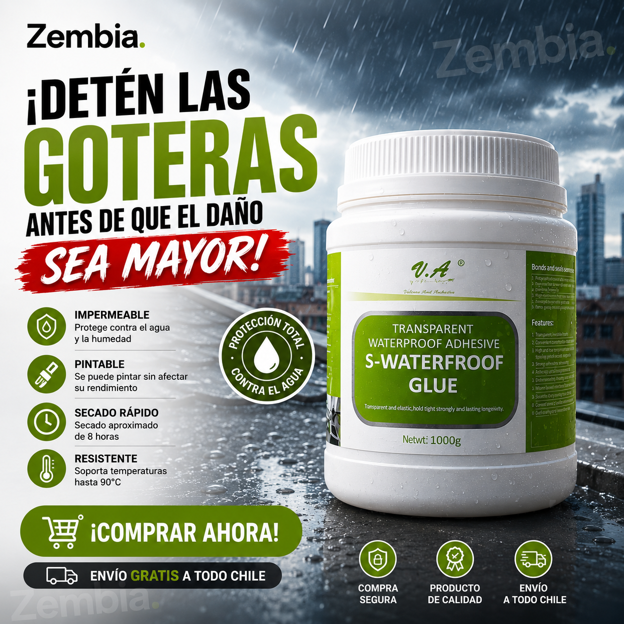 SELLADOR IMPERMEABILIZANTE TRANSPARENTE + BROCHA 1000gr