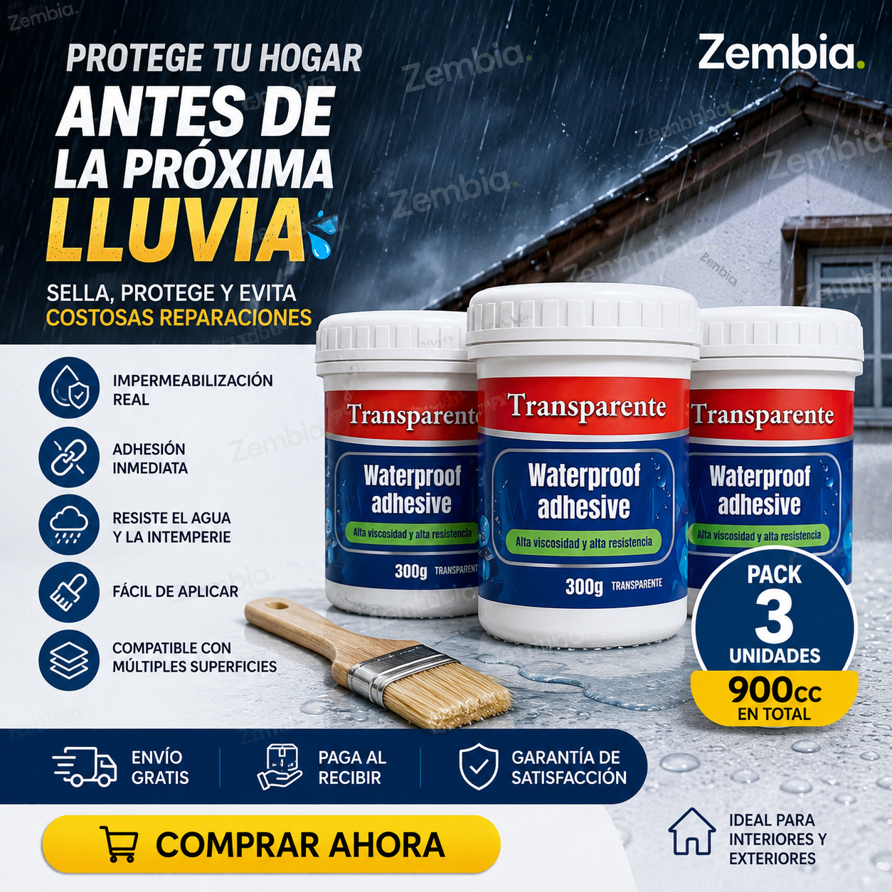 3 selladores Impermeables Transparente 900g